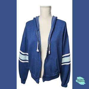 Cozy Blue Hoodie Sweatshirt Jacket by SO Sz Lg